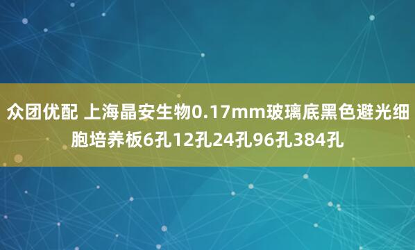 众团优配 上海晶安生物0.17mm玻璃底黑色避光细胞培养板6孔12孔24孔96孔384孔