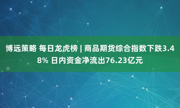 博远策略 每日龙虎榜 | 商品期货综合指数下跌3.48% 日内资金净流出76.23亿元
